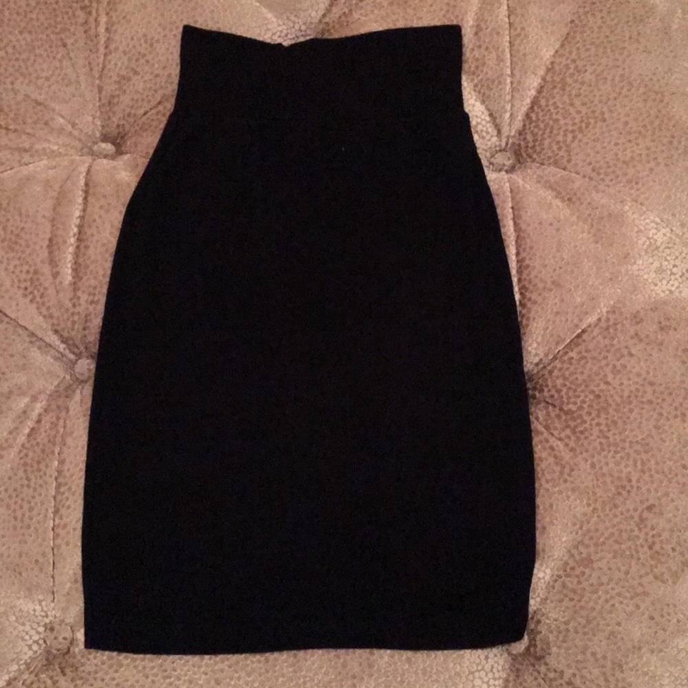Black Cotton Pencil Skirt